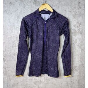 Nike Pro Dri Fit 1/4 Zip Fitted Jacket Womens Size Small Purple Geometric Design